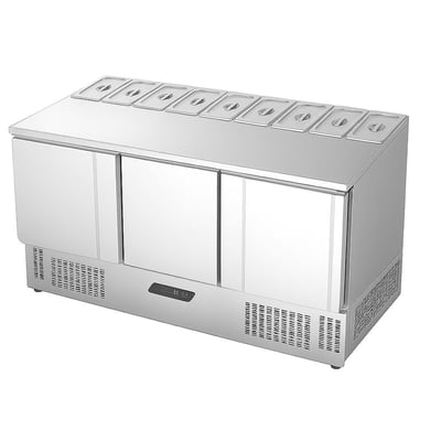 Ndustrio 3 Kapaklı Alttan Motorlu Tezgah Tip Buzdolabı, 1600x700x850 mm, SLD-7160-SS TOP
