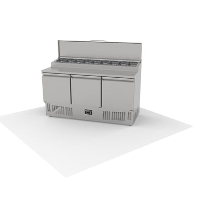 Ndustrio 3 Kapılı Tezgah Tip, Kapaklı Saladbar, 1600x700x850 mm, SLD 7160 SC