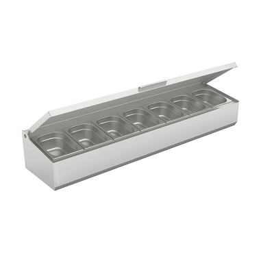 Ndustrio Paslanmaz Kapak 7 Adet 1/3 GN Küvetli Set Üstü Teşhir Ünitesi  TTR-150 1/3 SC