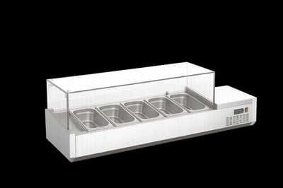 Ndustrio Set Üstü Camlı Garnitürlük, 1/4-5 Gn, 1200x370x450 cm, TTR-120 GC