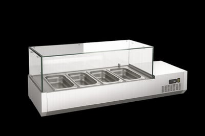 Ndustrio Set Üstü Camlı Garnitürlük, 1/4-4 Gn, 1000x370x450 cm, TTR-100 GC