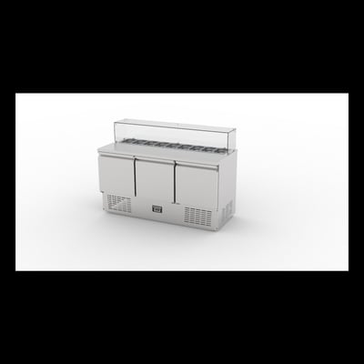 Ndustrio  Tezgah Tip 3 Kapı Gastronorm Camlı Saladbar SLD 7160 GC