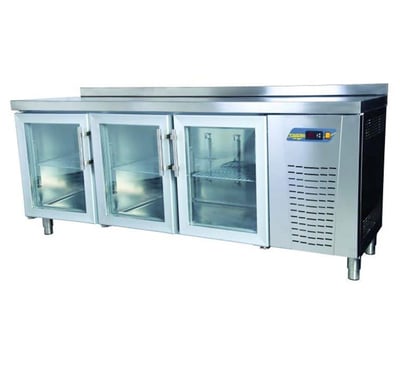 Ndustrio TPS-63-GD Tezgah Tip Snack Buzdolabı, 3 Cam Kapılı