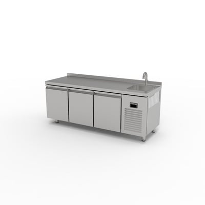Ndustrio TPS-63 SINK 3 Kapılı Snack Tip Evyeli Buzdolabı, 202*60*85 cm