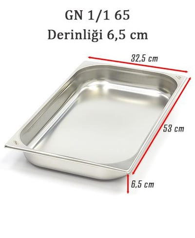 Net Çelik GN 1/1 - 6.5 cm Gastronom  Küvet (53 x 32.5cm) 9 lt 