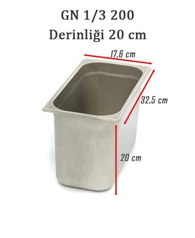 Net Çelik GN 1/3 - 20 cm Gastronom Küvet (32.5 x 17.5 cm) 7.8 lt