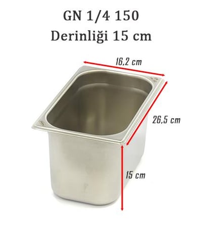 Net Çelik GN 1/4 - 15 cm Gastronom Küvet (26.5 x 16.2 cm) 4 lt