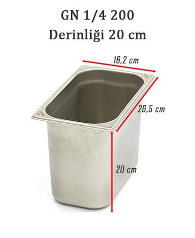 Net Çelik GN 1/4 - 20 cm Gastronom Küvet (26.5 x 16.2 cm) 5.5 lt