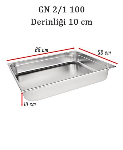 Net Çelik GN 2/1 - 10 cm Gastronom Küvet (65 x 53 cm) 28,5 lt