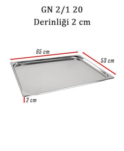 Net Çelik GN 2/1 - 2 cm Gastronom Küvet (65 x 53 cm) 5 lt
