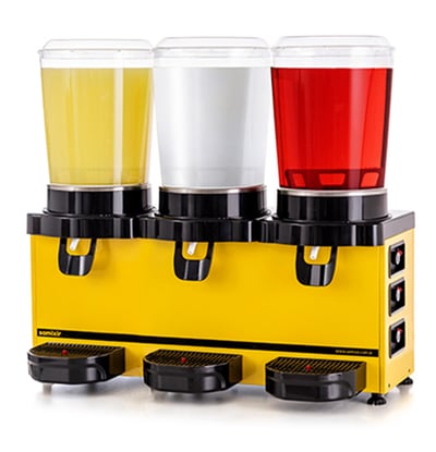 Samixir M10 Triple Panoramik Soğuk İçecek Dispenseri, 10+10+10 L, Sarı