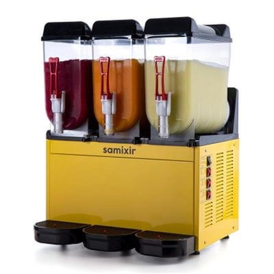 Samixir Slush Triple Granita ve Meyve Suyu Dispenseri, 12+12+12 L, Sarı