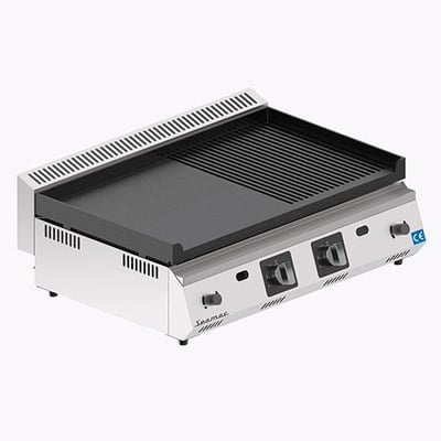 Seamac Döküm Izgara Doğalgazlı/Tüplü 70 cm, Yarı Oluklu Yüzey