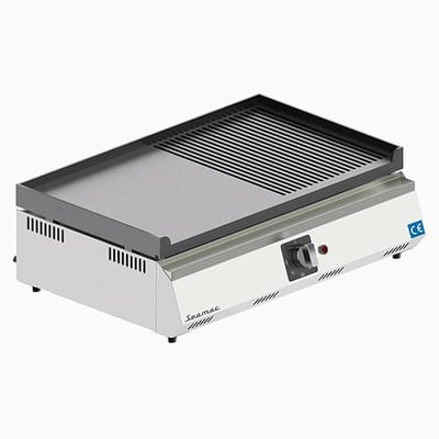Seamac Elektrikli Döküm Izgara 70 cm, Yarı Oluklu Yüzey