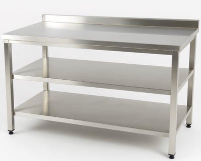 Taban ve Ara Raflı Paslanmaz Krom Çalışma Tezgahı, 80*60*85 cm