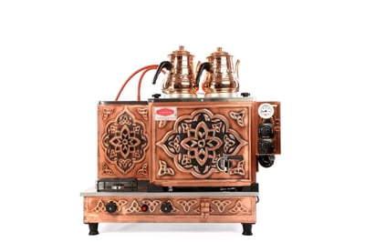 Tiryaki 2 Demlikli Elektrikli+Gazlı Çay Kazanı Bakır