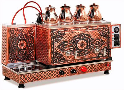 Tiryaki 4 Demlikli Elektrikli Çay Kazanı Bakır