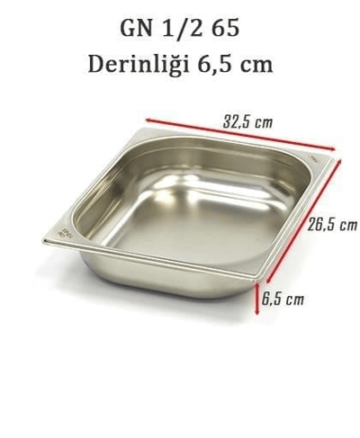 Üret Çelik 1/2 - 65 mm Gastronom Küvet (32.5 x 26.5 x 6.5 cm) 4 lt 