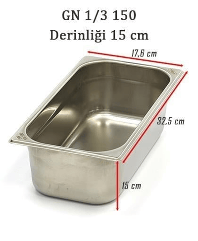 Üret Çelik 1/3 - 150 mm Gastronom Küvet (32.5 x 17.6 x 15 cm) 5.7 lt 