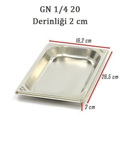 Üret Çelik 1/4 - 20 mm Gastronom Küvet (26.5 x 16.2 x 2 cm) 0.5 lt 