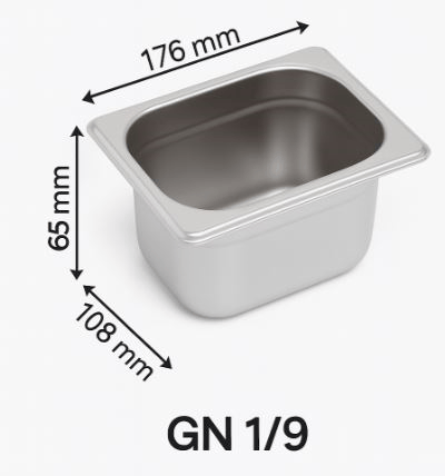 Üret Çelik 1/9 - 65 mm Gastronom Küvet (17.6 x 10.8 x 6.5 cm)
