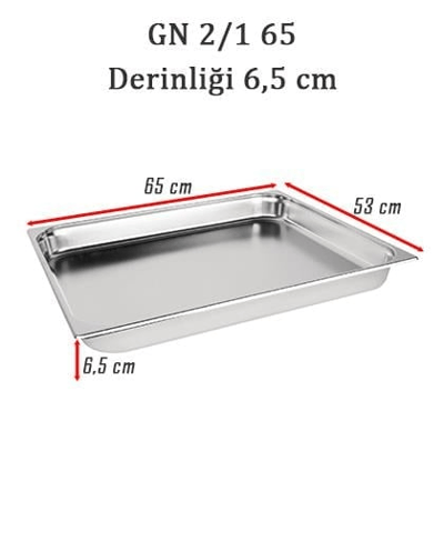 Üret Çelik 2/1 - 65 mm Gastronom Küvet (65 x 53 x 6.5 cm) 18.5 lt 