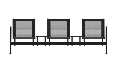 Steel Üçlü Kollu Orta Sehpalı Bekleme Koltuğu