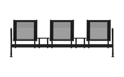 Steel Üçlü Kollu Orta Sehpalı Bekleme Koltuğu