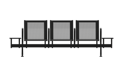 Steel Üçlü Kollu Yan Sehpalı Bekleme Koltuğu