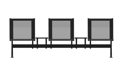 Steel Üçlü Kolsuz Orta Sehpalı Bekleme Koltuğu