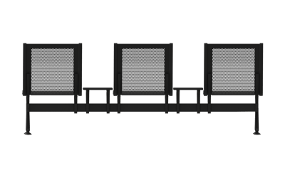 Steel Üçlü Kolsuz Orta Sehpalı Bekleme Koltuğu