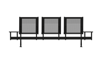 Steel Üçlü Kolsuz Yan Sehpalı Bekleme Koltuğu