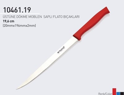19.6 cm Üstüne Dökme Moblen Saplı Flato Balık Fileto Bıçağı Hulusi Bıçak 20mm X 196mm X 2mm 10461.19