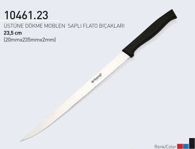 23.5 cm Üstüne Dökme Moblen Saplı Flato Balık Fileto Bıçağı Hulusi Bıçak 20mm X 235mm X 2mm 10461.23