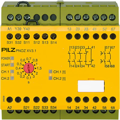 774532 PNOZ XV3.1 3/24VDC Emniyet Rölesi – 24V DC, 3 N/O + 1 N/C + 2 N/O t-d, 0,1–3 sn Ayarlanabilir Gecikmeli Röle