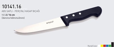 ABS Saplı Perçinli Kasap Bıçağı 16 cm No.2 Hulusi Bıçak 36mm X 160mm X 3mm 10141.16
