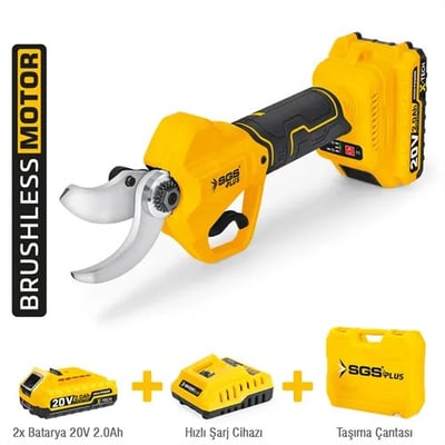 AKÜLÜ BAĞ BUDAMA MAKASI 20V 2*2.0 Ah 32 mm (KÖMÜRSÜZ MOTOR)