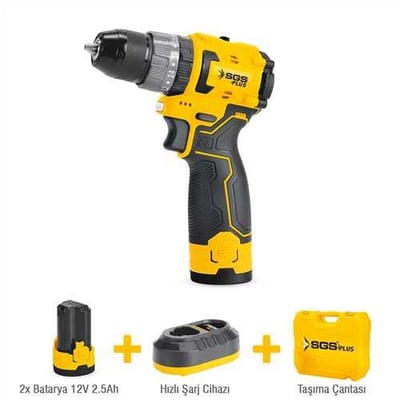 AKÜLÜ DARBELİ VİDALAMA SETİ 12 VOLT (2*2.5 Ah) (KÖMÜRSÜZ MOTOR)
