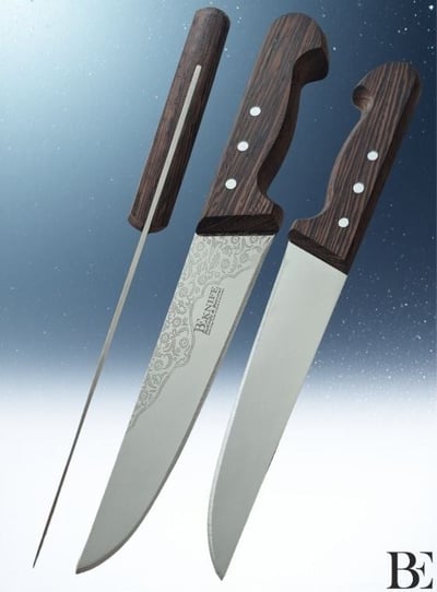 BeKnife Bemiral Bıçak No.3 18 cm 10121.18 Wenge Saplı İşlemeli Kasap Bıçağı 40mm X 180mm X 3mm
