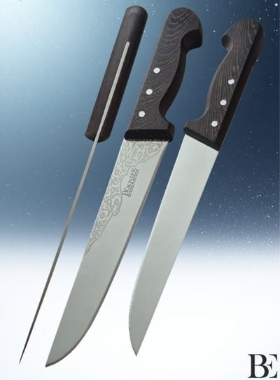 BeKnife Bemiral Bıçak No.4 20 cm 10121.20 Wenge Saplı İşlemeli Kasap Bıçağı 40mm X 200mm X 3mm