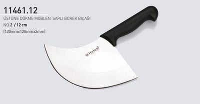 Börek Bıçağı 12 cm No.2 Hulusi Bıçak Unlu Mamüller Üstüne Dökme Moblen Saplı 130mm X 120mm X 2mm 11461.12