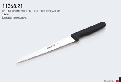 Dişli Ekmek Bıçağı 21 cm Hulusi Bıçak Üstüne Dökme Moblen Saplı 25mm X 210mm X 2mm 11368.21