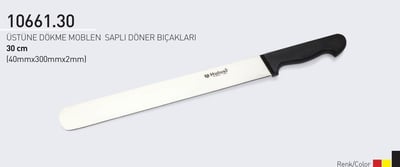 Döner Bıçağı 30 cm Üstüne Dökme Moblen Saplı Hulusi Bıçak 40mm X 300mm X 2mm 10661.30