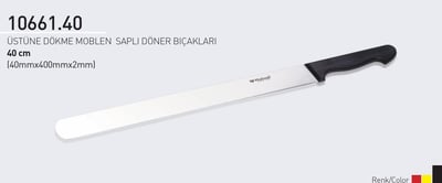 Döner Bıçağı 40 cm Üstüne Dökme Moblen Saplı Hulusi Bıçak 40mm X 400mm X 2mm 10661.40