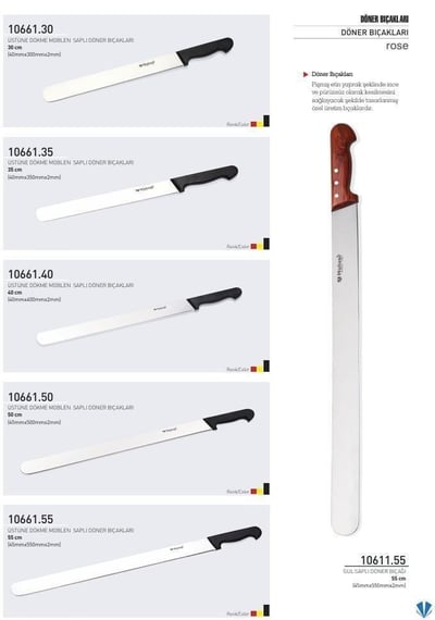 Döner Bıçağı 50 cm Üstüne Dökme Moblen Saplı Hulusi Bıçak 45mm X 500mm X 2mm 10661.50
