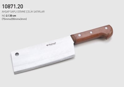 El Yapımı Dövme Çelik Satır 20 cm No.2 Hulusi Bıçak Ahşap Saplı 75mm X 200mm X 3mm 10871.20