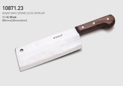 El Yapımı Dövme Çelik Satır 23 cm No.3 Hulusi Bıçak Ahşap Saplı 85mm X 230mm X 3mm 10871.23