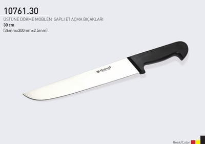 Et Açma Bıçağı 30 cm Üstüne Dökme Moblen Saplı Kasap Hulusi Bıçak 36mm X 300mm X 2,5mm 10761.30