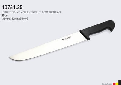 Et Açma Bıçağı 35 cm Üstüne Dökme Moblen Saplı Kasap Hulusi Bıçak 36mm X 350mm X 2,5mm 10761.35