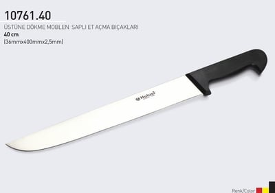 Et Açma Bıçağı 40 cm Üstüne Dökme Moblen Saplı Kasap Hulusi Bıçak 36mm X 400mm X 2,5mm 10761.40